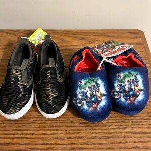 NWT Crazy 8 Camouflage slip on sneakers and Marvel Avengers Slippers size 7/8
